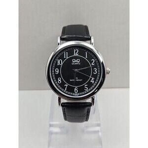 Mens Q & Q By Citizen Quartz Dress Watch Silver Black Dial 30M WR New Battery